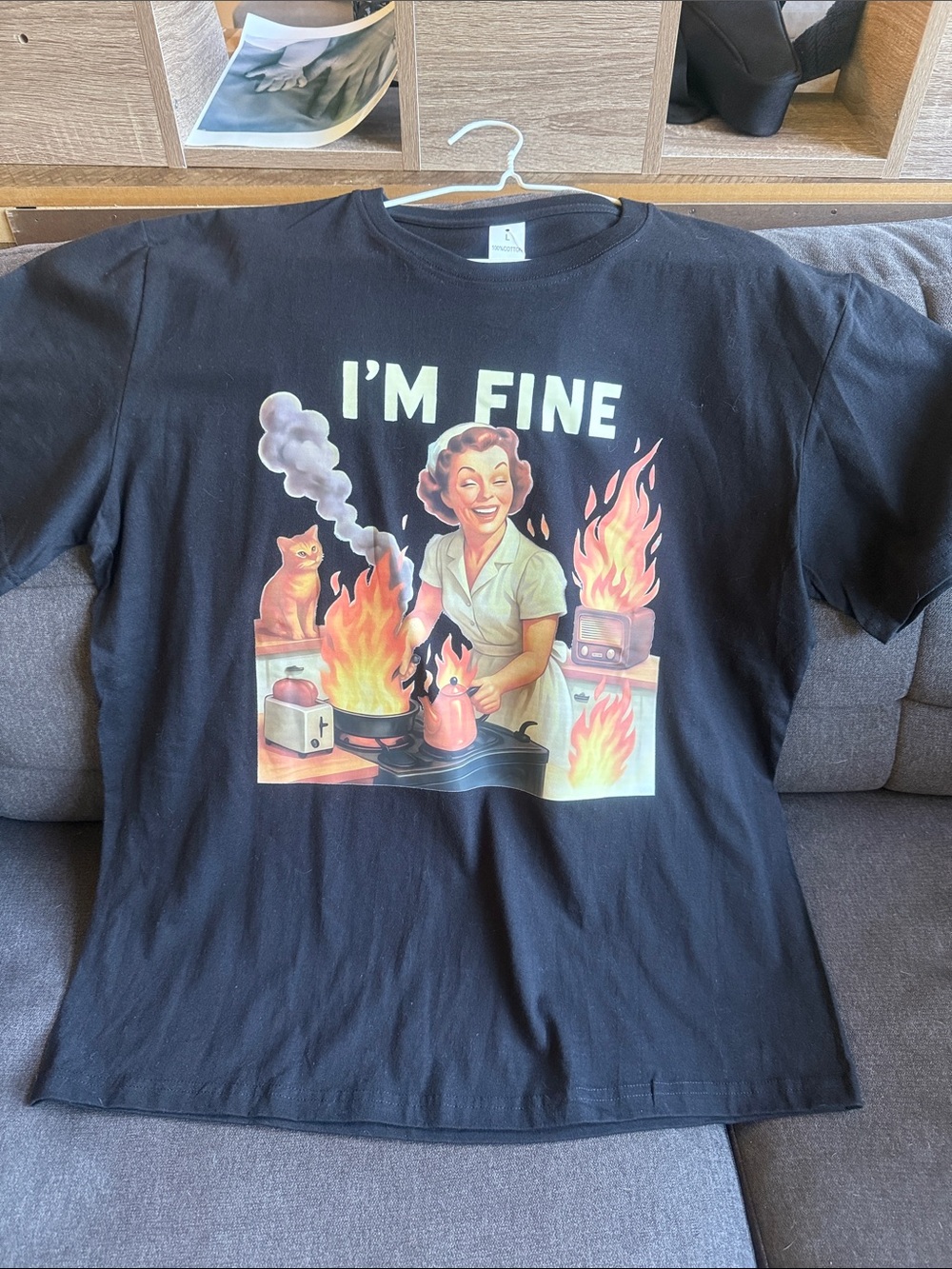 Graphic Short Sleeve Tee in Black-I’m Fine